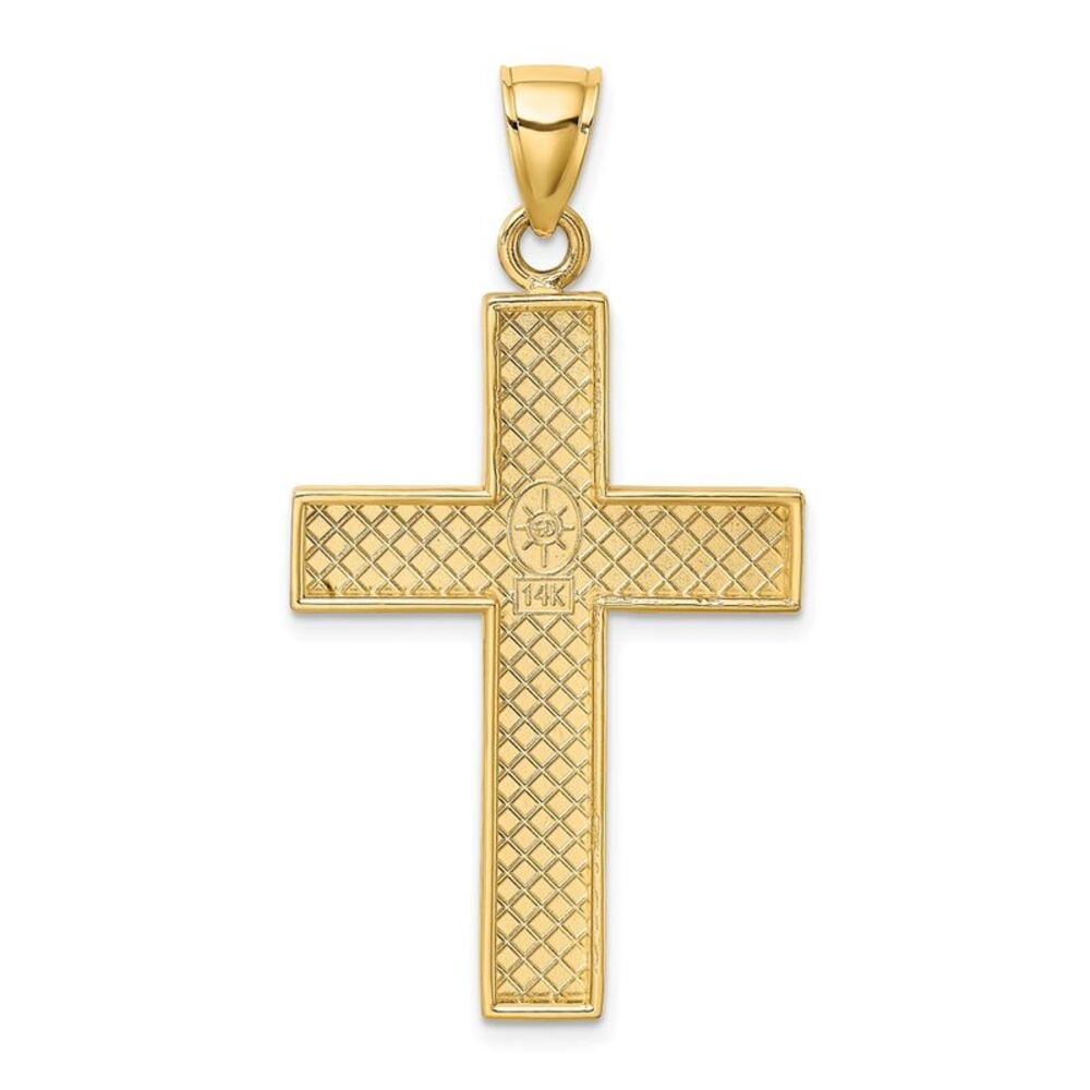 10k Yellow Gold Polished Large Block Cross W/ Ope… - image 4
